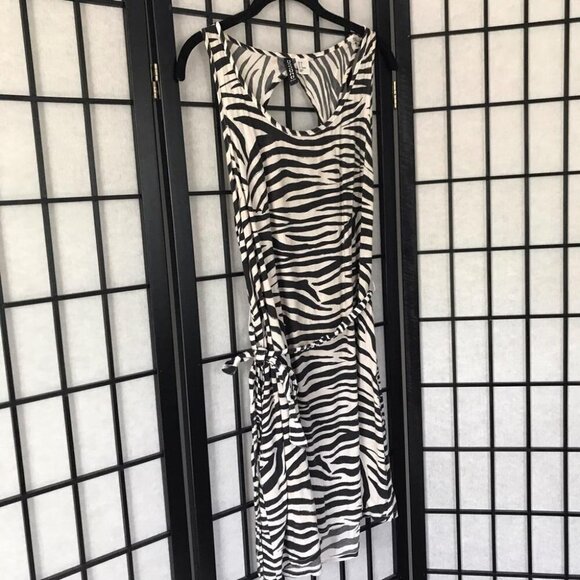 Zebra Animal Print Dress Black White Medium - Picture 2 of 7